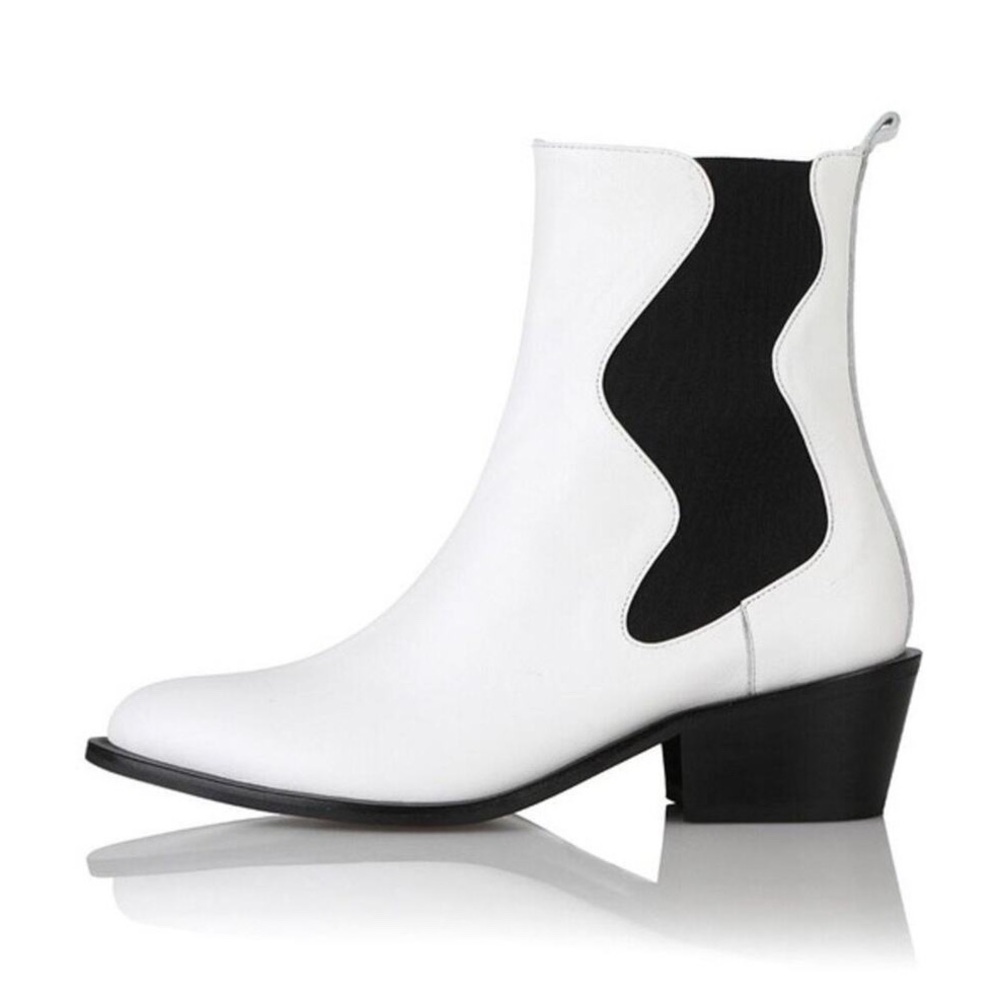 Stylish White and Black Ankle Boots